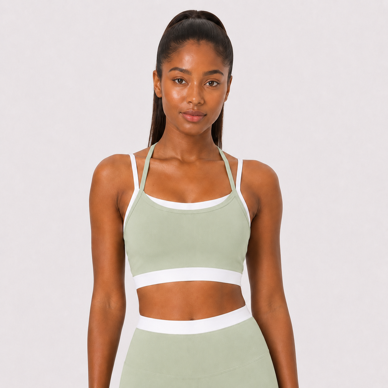 Light fruit green__03_back | Full-body back view of the EVECHI Overlay Set in Light Fruit Green