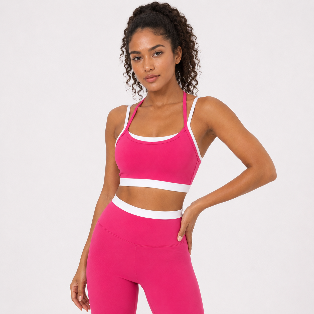 Pitaya color__06_stretch | Close-up showing the stretch waistband of the Pitaya leggings