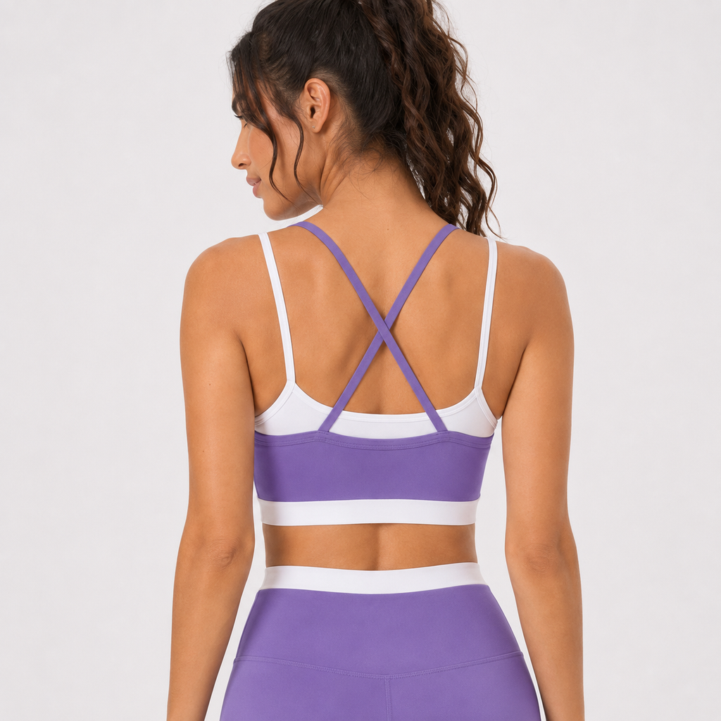 Roland violet__05_back-detail | Close-up back view showing the crossed straps in Roland Violet