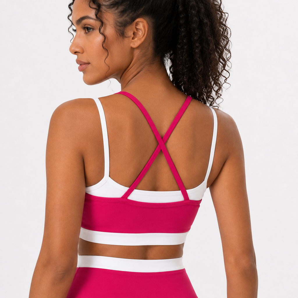 Pitaya color__05_back-detail | Close-up back view showing the crossed straps in Pitaya